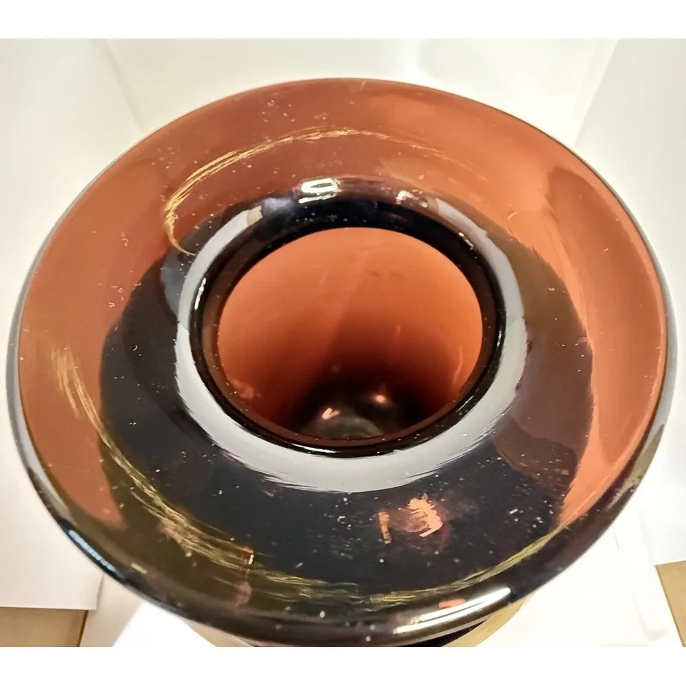 Vtg Blenko Glass Amethyst Vase, 1980-90s sticker  6.75